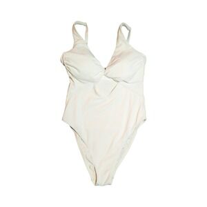 ⭐D5 Shade & Shore‎ Women's Twist Cut Out Cheeky One Piece Swimsuit Cream - XS